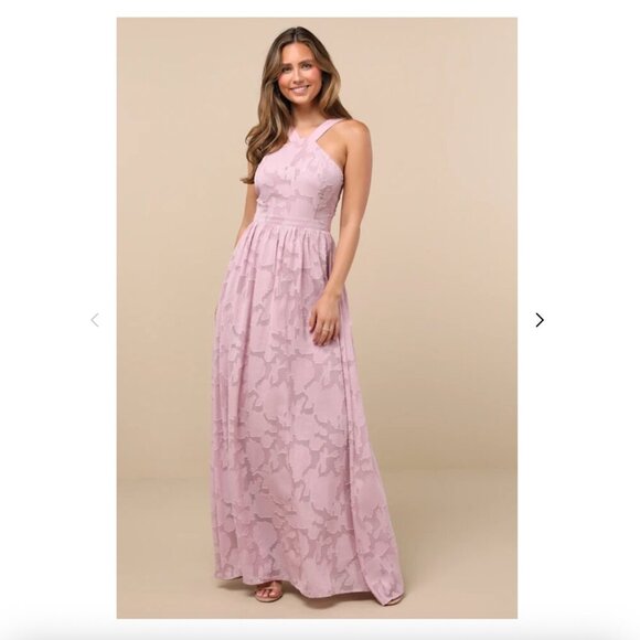 Lulu's Love and Beyond Mauve Pink Burnout Floral Maxi Dress - Picture 1 of 6